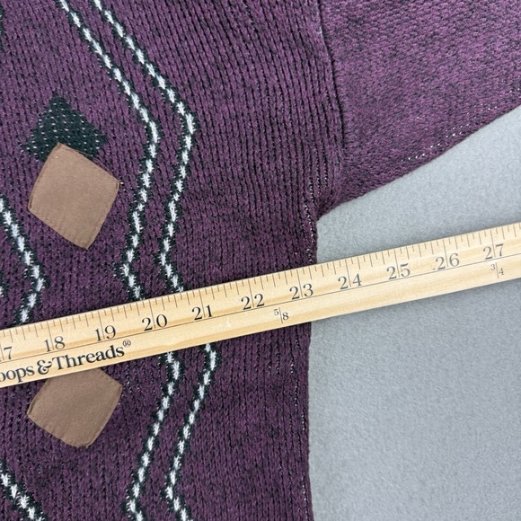 Vintage 90s LongSleeve Cardigan Burgundy Sweater Size Large Cottagecore Grandpa - Picture 6 of 8